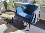 Twee blauwe fauteuils, Huis en Inrichting, Fauteuils, Minder dan 75 cm, Modern, Gebruikt, Metaal