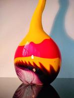 Italië Murano Design Glas Vaas Geel Rood Vintage 1970, Antiek en Kunst, Antiek | Glas en Kristal, Ophalen of Verzenden