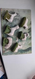 Oude schaapjes voor bij kerststal van gips, Ophalen of Verzenden