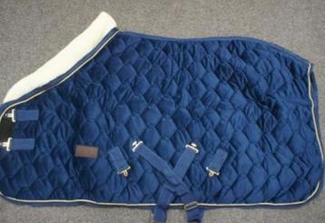 Luxe velvet showdeken 95-145 show deken bont kraag blauw