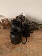 3 houten Nepalese vaasjes, setje, Overige materialen, Overige kleuren, Ophalen of Verzenden, Zo goed als nieuw
