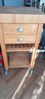 Houten keuken trolley, Huis en Inrichting, Ophalen, 50 tot 100 cm, Zo goed als nieuw, Minder dan 100 cm