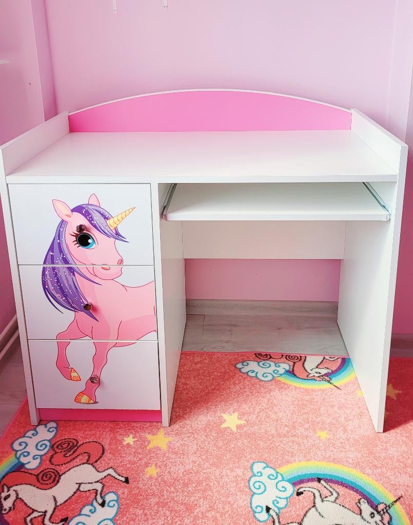 Kinderbureau met unicorn bureau meisje eenhoorn, Ophalen, Zo goed als nieuw, Meisje