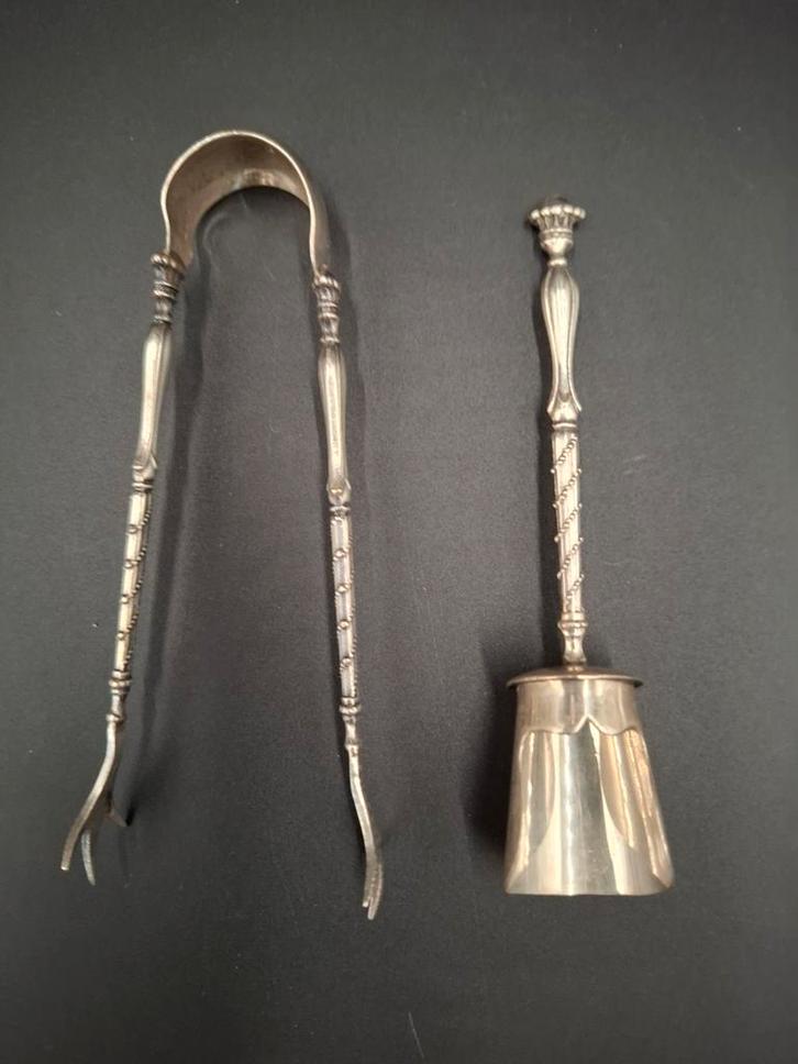 zilver suikerschep en suiker tang, Antiek en Kunst, Antiek | Goud en Zilver, Zilver, Ophalen of Verzenden