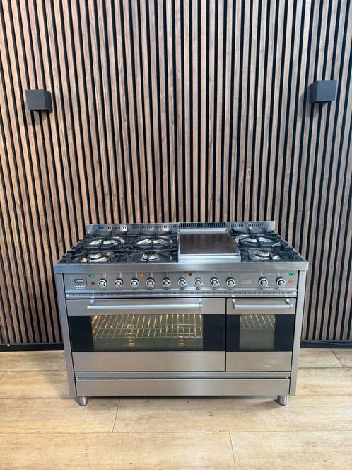 Luxe Rvs Boretti Fornuis 7-pits 120 cm (Gratis bezorgen), Witgoed en Apparatuur, Fornuizen, Zo goed als nieuw, Vrijstaand, Gas