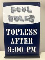 Pool rules metalen tekstbord / wandbord (Old Look), Huis en Inrichting, Nieuw, Ophalen of Verzenden, Pand50, Info@pand50.nl