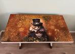 Uniek brocante bureau met houtsnijwerk, Ophalen, Zo goed als nieuw, Bureau