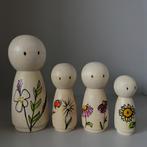 Handbeschilderde Peg Dolls - Bloementhema, Ophalen of Verzenden, Nieuw, Jongen of Meisje