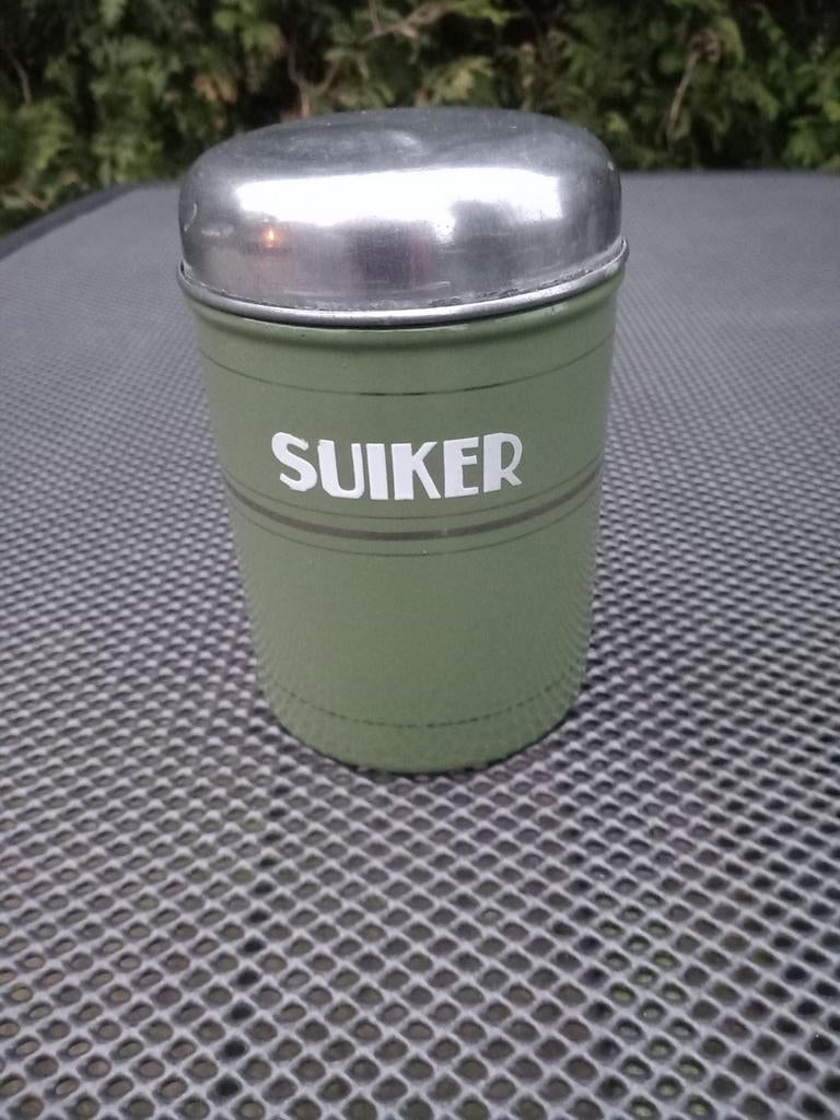 Resedagroen emaille suikerbus, Ophalen of Verzenden