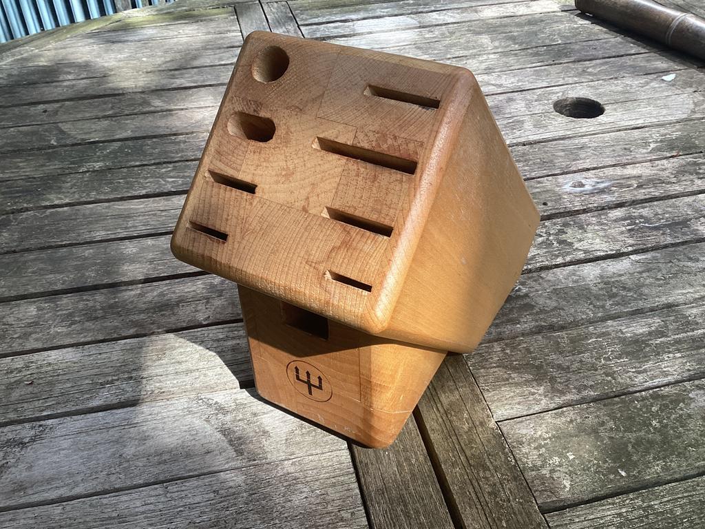 Messenblok te koop, Ophalen of Verzenden, Gebruikt, Hout