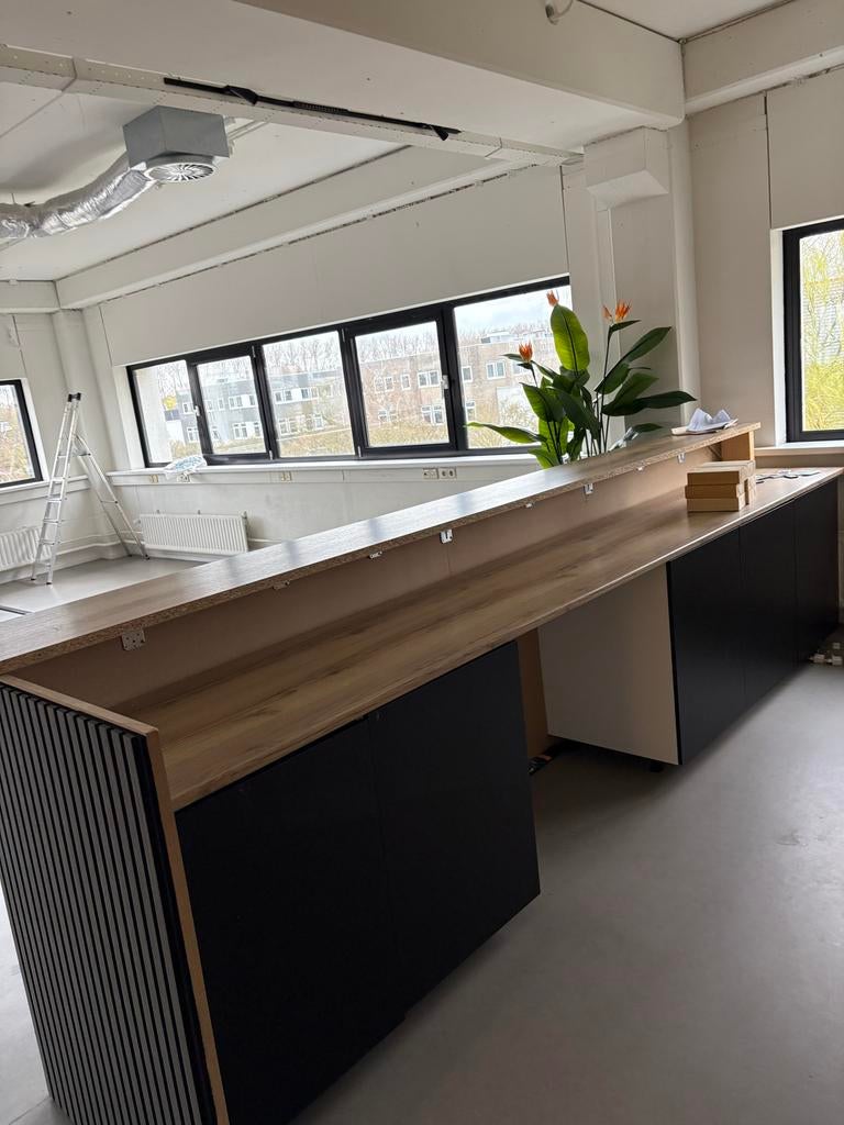 5 Keukenkastjes - Zwart met Houtnerf Bovenblad, Zwart, Ophalen of Verzenden, Zo goed als nieuw, 200 cm of meer