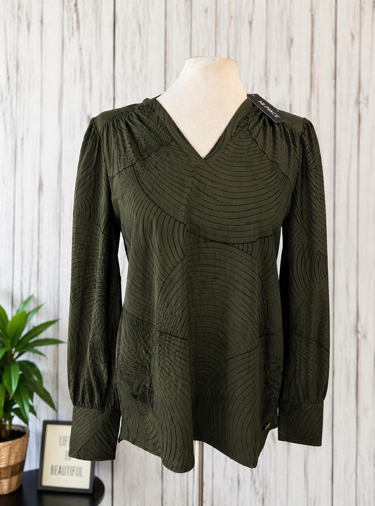 Mi Piace travelstof shirt Deep depth print XS of een S, Ophalen of Verzenden, Nieuw, Maat 36 (S), Groen