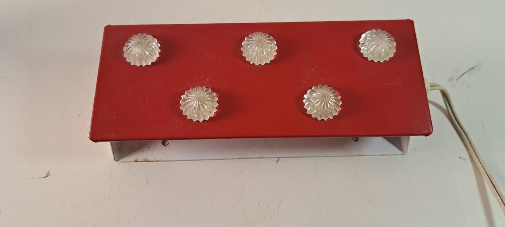 Vintage bedlampje rood metaal met sterren, Antiek en Kunst, Ophalen of Verzenden