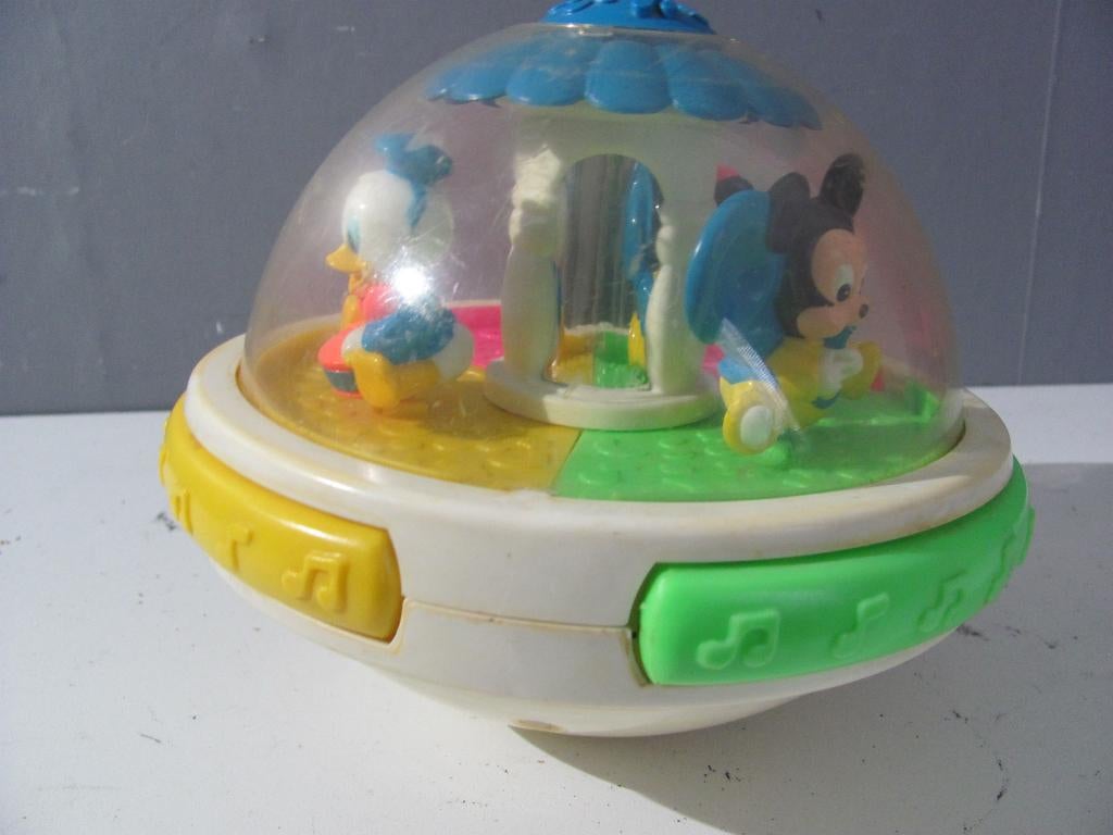 VINTAGE DISNEY(italy)muziek bal met licht,mickey,mini, Ophalen of Verzenden, Mickey Mouse, Gebruikt, Beeldje of Figuurtje