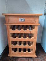 Massief houten wijnrek met lade en dienblad, Ophalen, Gebruikt, 15 tot 25 flessen, 75 cm of meer