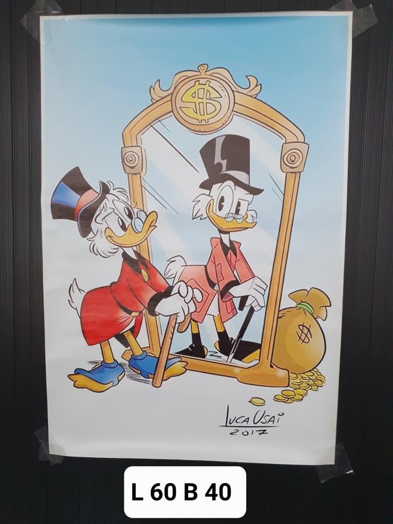 Dagobert Duck print op canvas doek 60x40, Huis en Inrichting, Minder dan 50 cm, 50 tot 75 cm, Nieuw, Ophalen of Verzenden