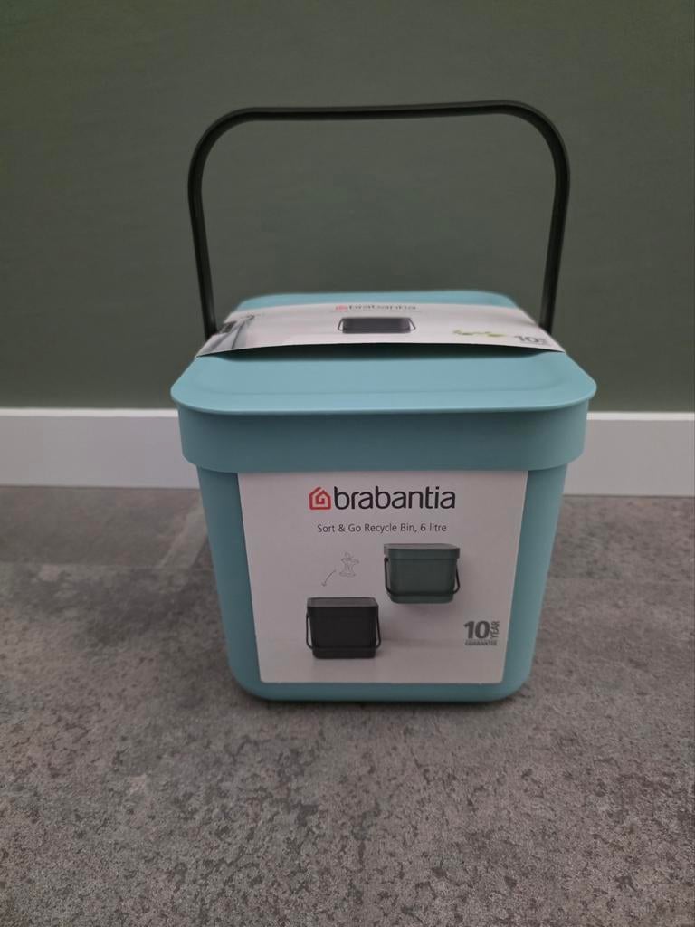 Brabantia sort & go prullenbak 6 liter mint NIEUW, Ophalen of Verzenden, Nieuw