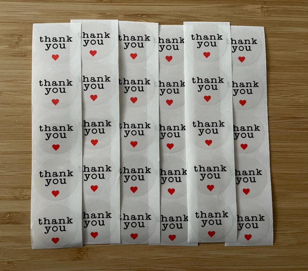 Thank you sluitstickers 30 stuks, Hobby en Vrije tijd, Stickers en Plaatjes, Verzenden, Nieuw, Meerdere stickers