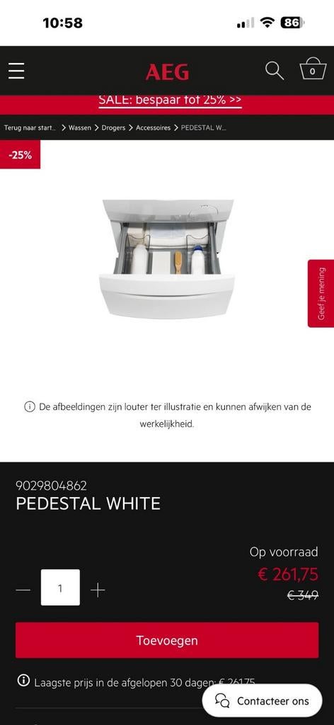 Aeg N1Wyhpe1 Wasmachine onderhoud Onderbouwsokkel, Witgoed en Apparatuur, Onderdelen en Toebehoren, Ophalen of Verzenden