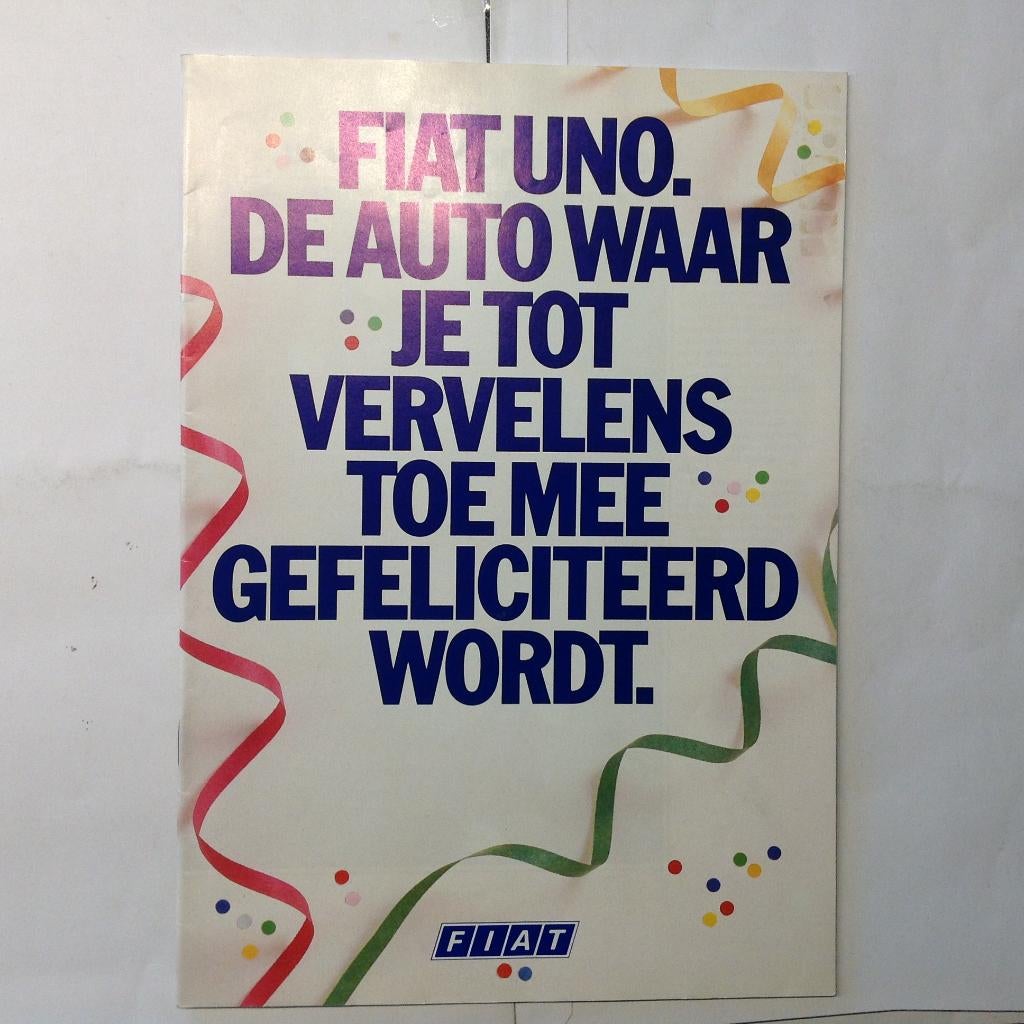 Fiat Uno folder NED 24 blz 1985, Ophalen of Verzenden, Nieuw, Overige merken