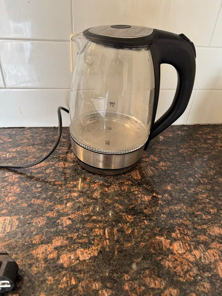Glazen waterkoker met 1.7L inhoud, 1 tot 2 liter, Ophalen, Gebruikt, Rvs