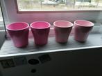 Roze bloempotten 4 stuks 2x licht/2x donker NIEUW, Nieuw, Ophalen of Verzenden, Balkon, Overige vormen