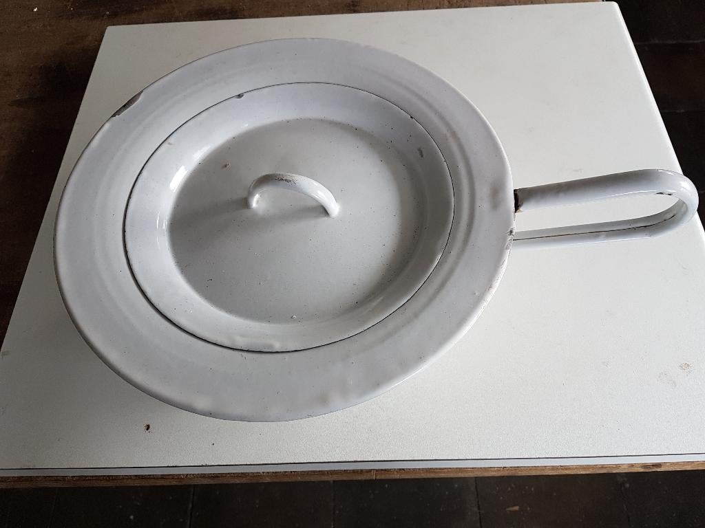 ondersteek bedpan po met deksel, emaille, Ophalen of Verzenden