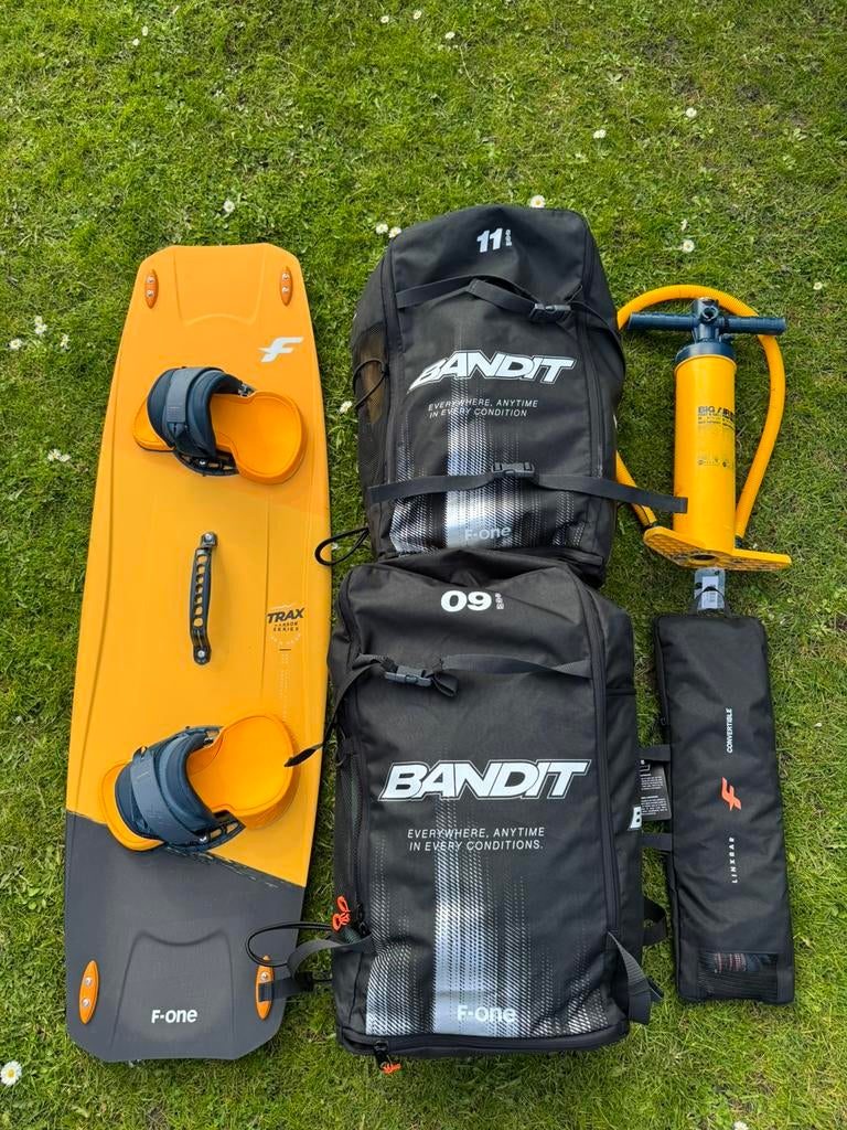 11m, 9m F-one Bandit 2025 Trax Carbon en F one bar, Watersport en Boten, Kitesurf-set, Twintip, Zo goed als nieuw, 11 m²