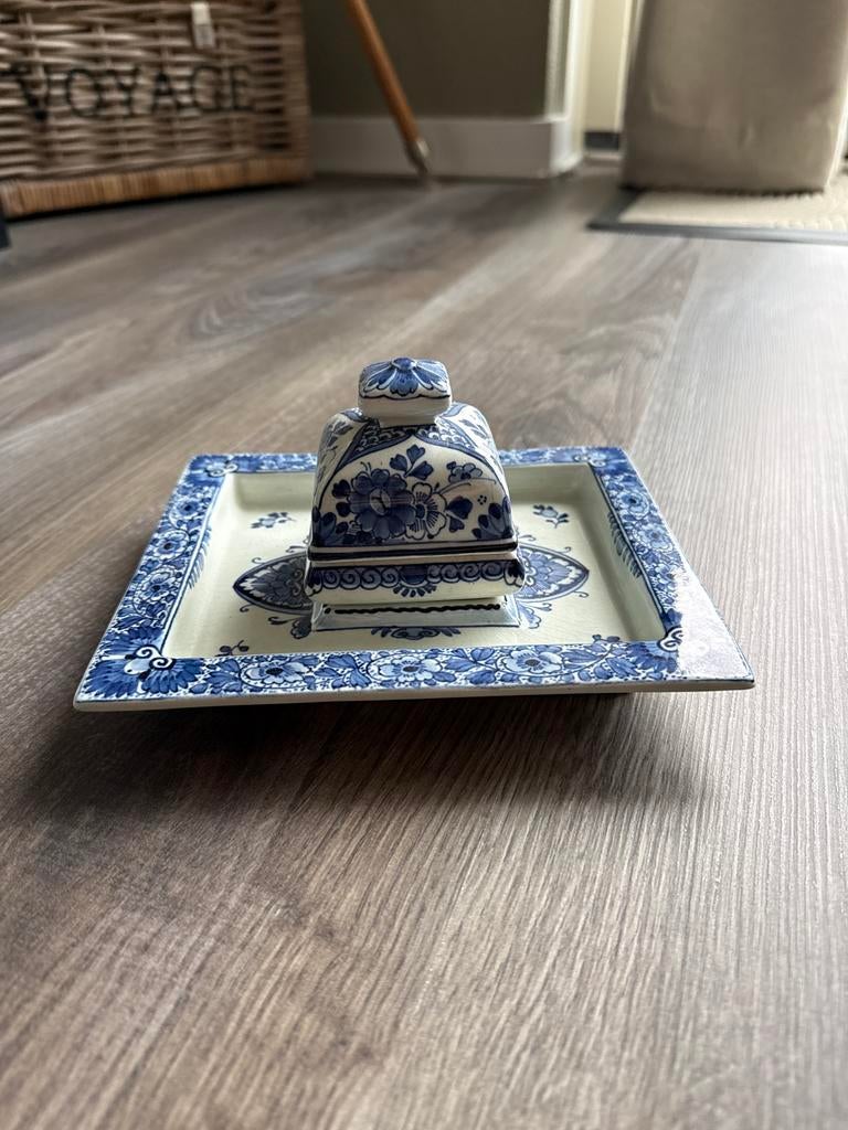 Antiek Porceleyne Fles Delfts Blauw Inktstel - Groot & Gaaf, Antiek en Kunst, Ophalen of Verzenden