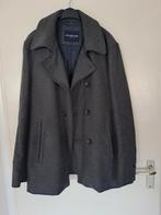 Wollen grijzen herenjas, Ophalen of Verzenden, Gedragen, Maat 52/54 (L), Blauw