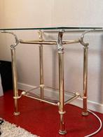 Bijzettafel van glas en goud messing, Minder dan 55 cm, Gebruikt, Klassiek, Glas