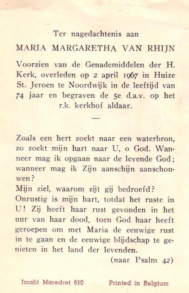 Rhijn van Maria Margaretha 1967 Noordwijk, Verzamelen, Ophalen of Verzenden
