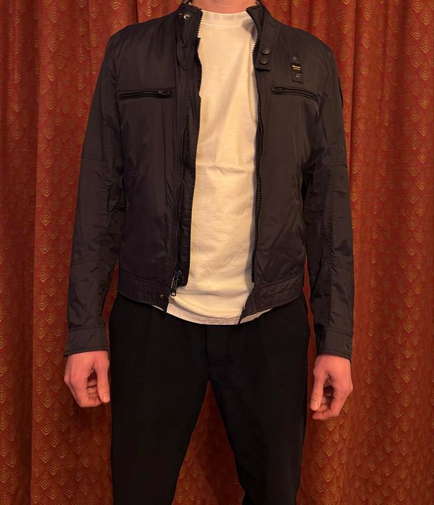 Blauwe Blauer USA Nylon Biker, maat L, Ophalen of Verzenden, Gedragen, Maat 52/54 (L), Blauw