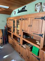 Massieve eikenhouten wandmeubel met smeedijzeren beslag, Ophalen, Gebruikt