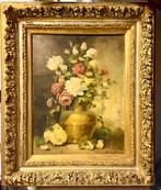 Groot Antiek Bloemstilleven W. Verhaeghe  Lijst (98x81 cm), Ophalen of Verzenden