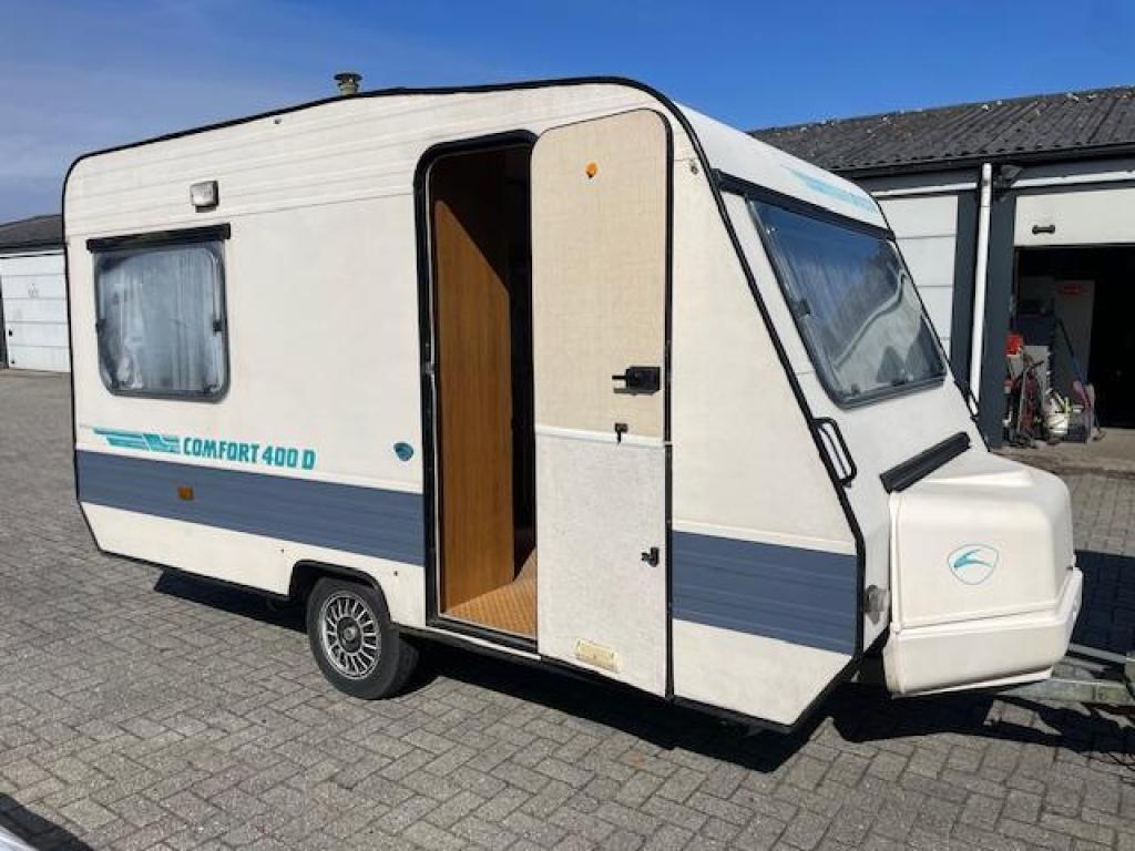 Adria Comfort 400 1987; rond+treinzit voortent; zeer netjes, Overige typen, Bedrijf, Treinzit, Adria