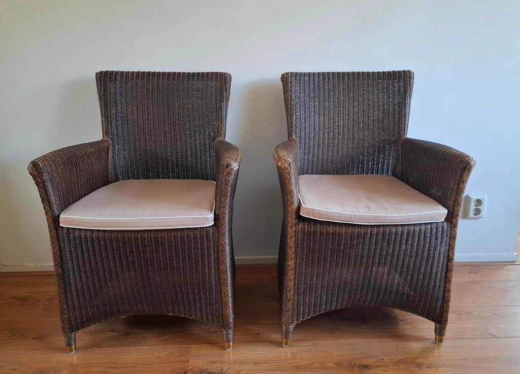 2 zeer nette Lloyd Loom stoelen, Ophalen, Zo goed als nieuw, 75 tot 100 cm, 50 tot 75 cm