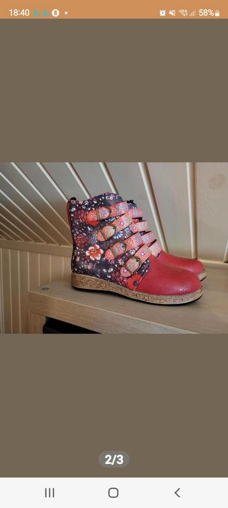 Nieuwe kleurrijke laarzen met bloemenprint, maat 36, Ophalen of Verzenden, Nieuw, Rood, Lage of Enkellaarzen