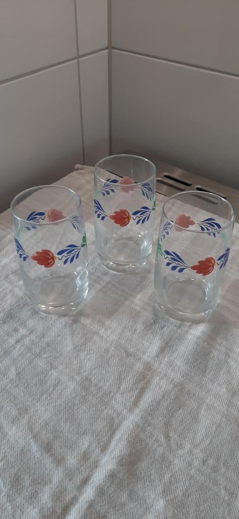 Boerenbont longdrinkglazen 3 stuks, Ophalen of Verzenden