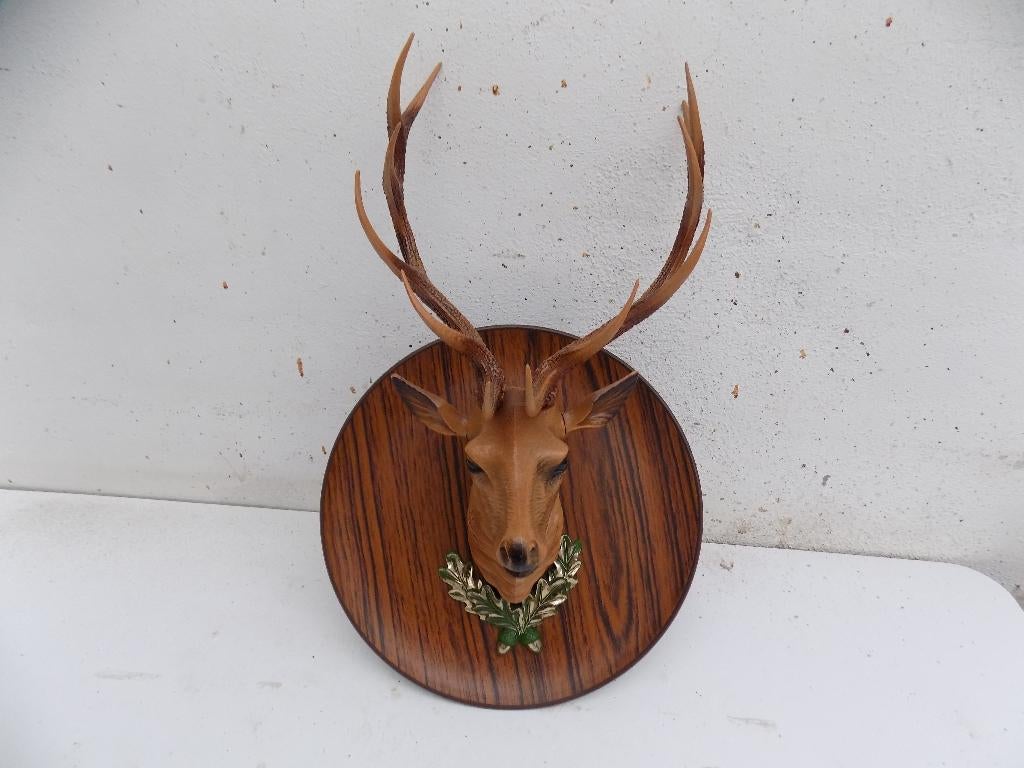 Hertenkop vintage kunststof jaren 60 jachttroffee edelkitsch, Huis en Inrichting, Woonaccessoires | Overige, Ophalen of Verzenden