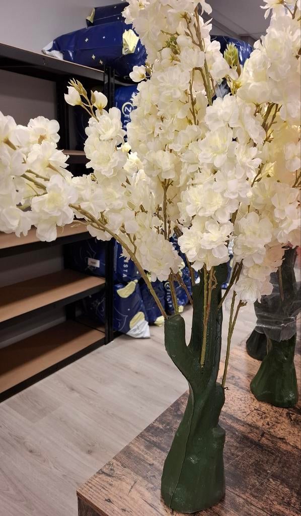 Nieuwe Kunst Bloesemboom Crème Wit - 115cm Hoog, Huis en Inrichting, Woonaccessoires | Kunstplanten en Kunstbloemen, Binnen, Nieuw