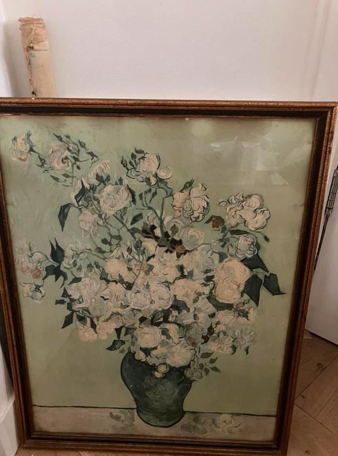 Mooie vintage lijst met Van Gogh Roses replica, Antiek en Kunst, Kunst | Schilderijen | Klassiek, Ophalen of Verzenden