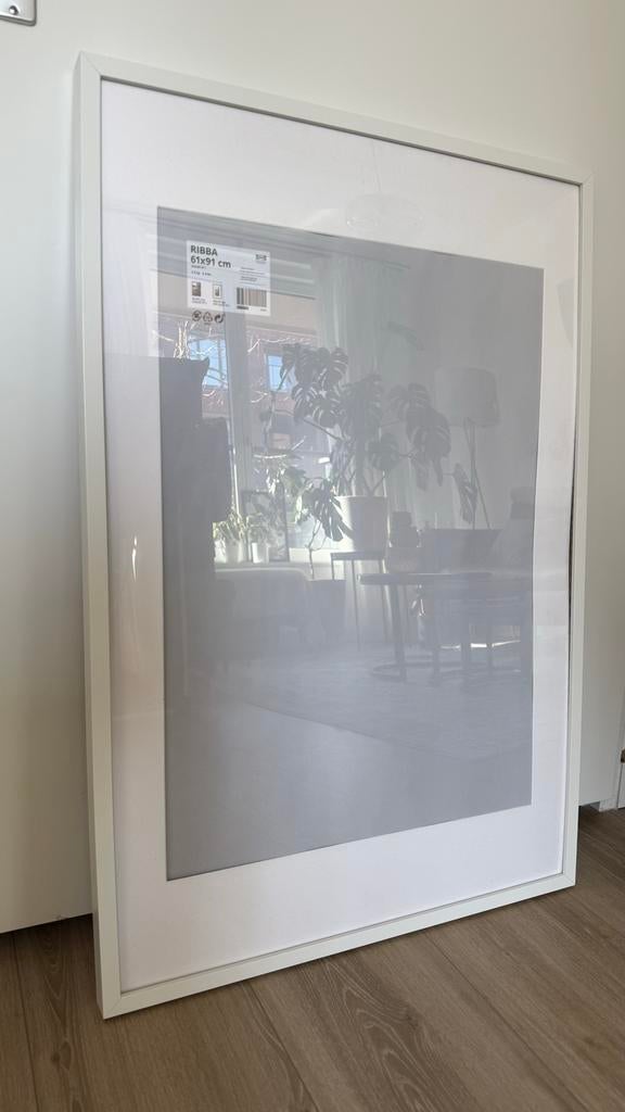 IKEA RIBBA Lijst 61x91 cm - Wit, Huis en Inrichting, Woonaccessoires | Lijsten, Ophalen of Verzenden, Zo goed als nieuw, 75 cm of meer
