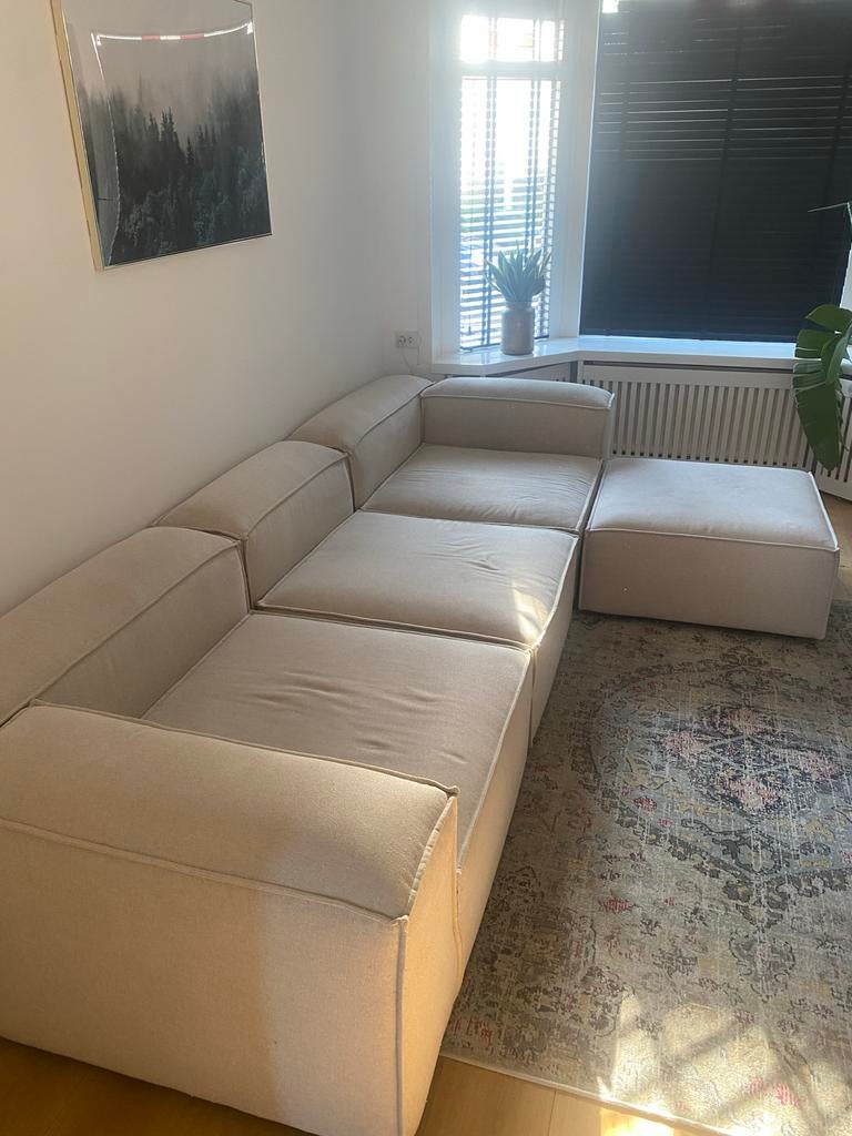 Westwing Lennon Modulaire Hoekbank - Crème, Ophalen, 250 tot 300 cm, 100 tot 125 cm, Zo goed als nieuw