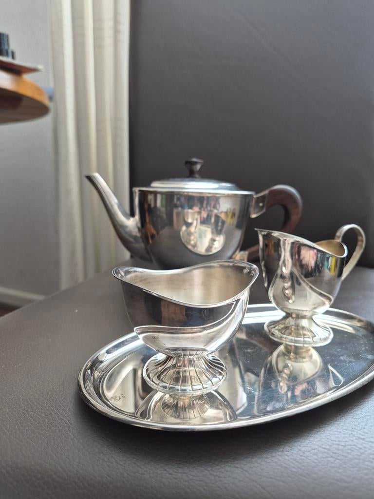 Vintage Zilverde Theeset met Dienblad, Ophalen of Verzenden