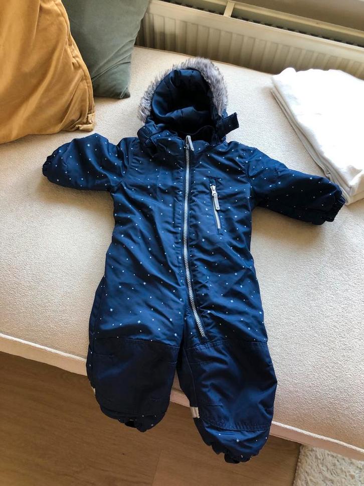 H&M Winterpak Skipak Maat 80 met Sterrenprint en Bontkraag, Kinderen en Baby's, Babykleding | Maat 80, Zo goed als nieuw, Jongetje of Meisje