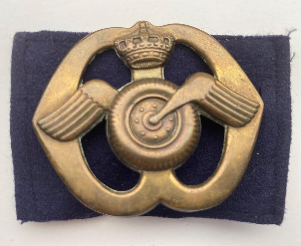 Baretembleem AAT uit Indie met 1 destijds hersteld oogje., Ophalen of Verzenden, Landmacht, Nederland, Embleem of Badge