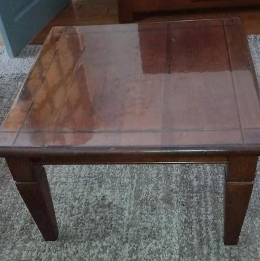 Mahonie houten salontafel, Ophalen, 50 tot 100 cm, 50 tot 100 cm, Zo goed als nieuw