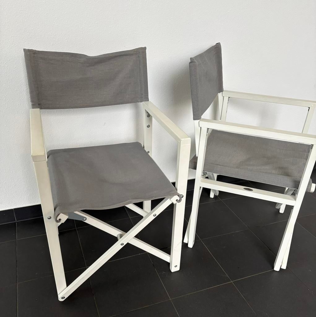 2 stuks Regisseursstoelen wit/grijs, Ophalen, Zo goed als nieuw, Twee
