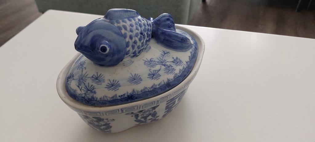 Vintage ? Chinese Chinoiserie porseleinen schaal terrine, Gebruikt, Ophalen of Verzenden, Schaal of Schalen, Overige stijlen